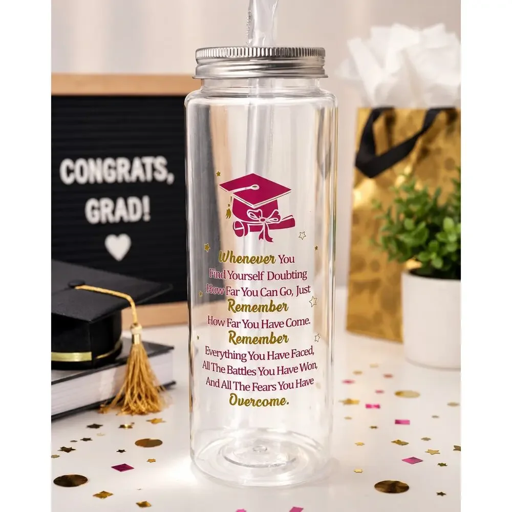 Graduation Tumblers (12) w/Lids & Straws 13.5 oz Reusable Party Cups